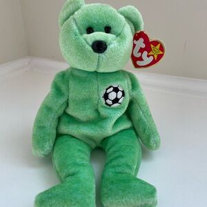 Ty Soccer Bear Plush in Vibrant Green